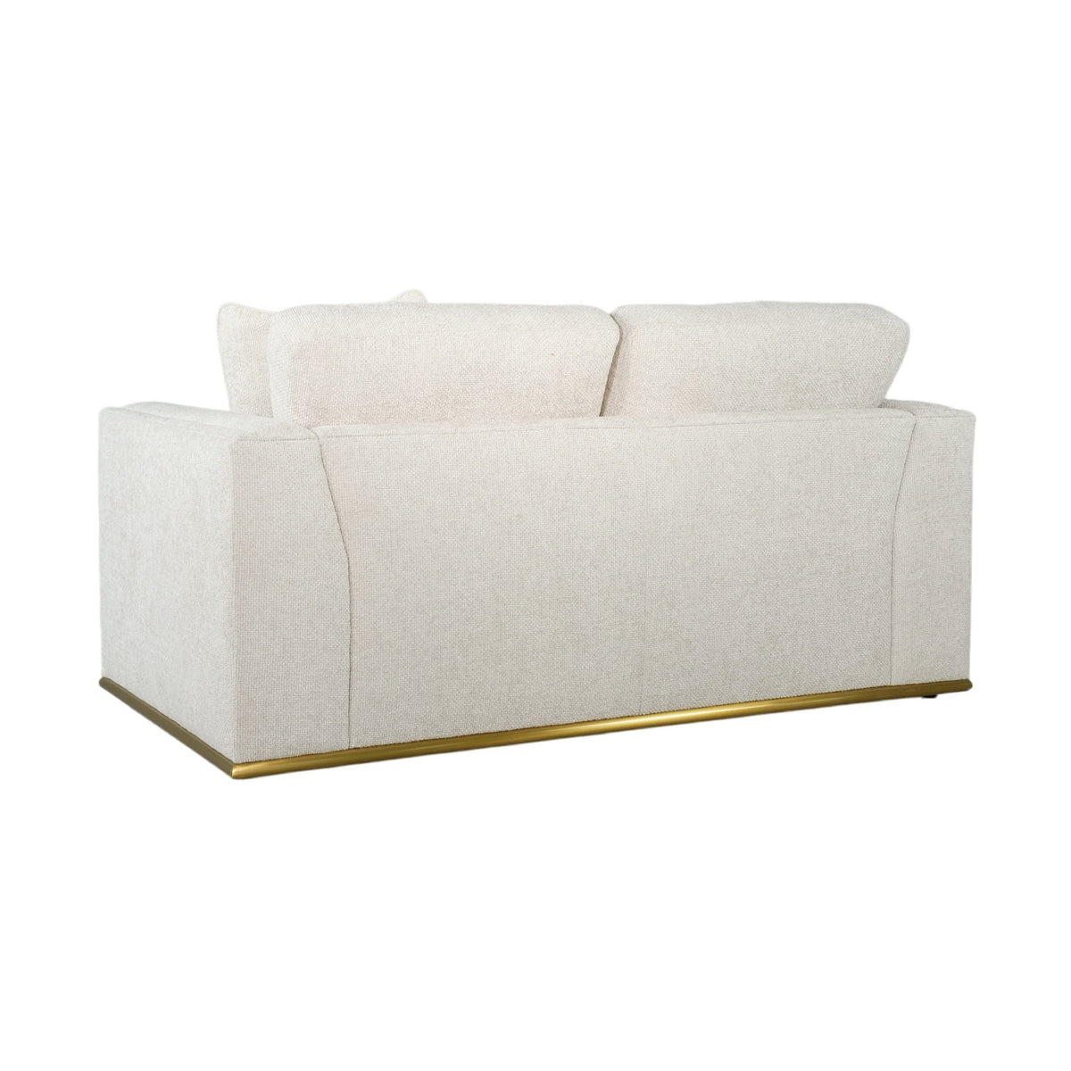 Ravelo Upholstered Loveseat with Gold Metal Base – Champagne