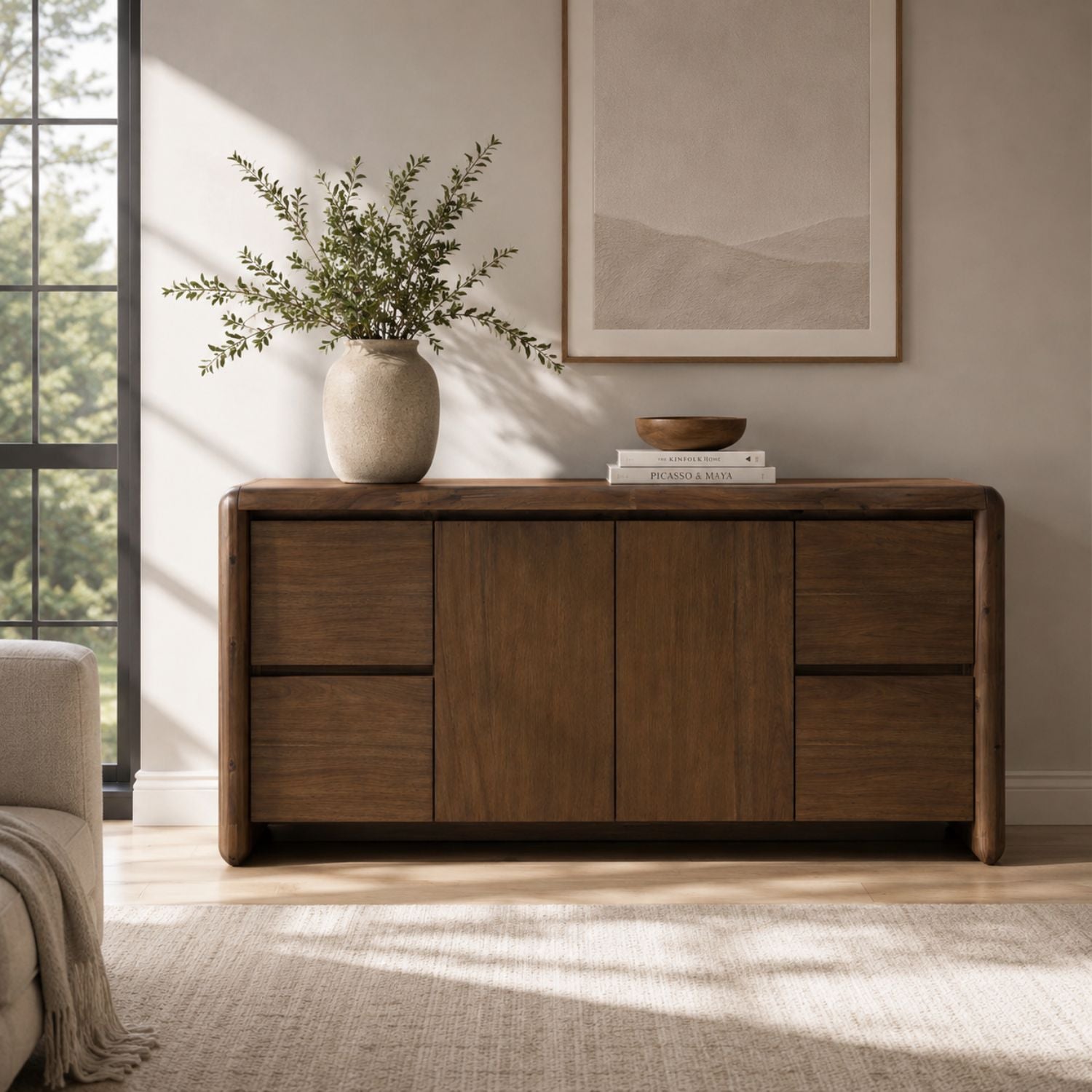 Xolani 2-Door 4-Drawer Acacia Wood Sideboard – Impala Finish