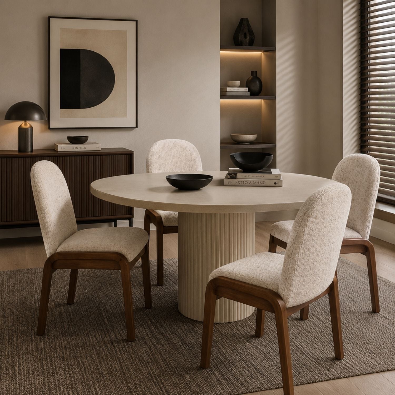 Xolani Chenille Upholstered Dining Chair in Chinchilla and Impala