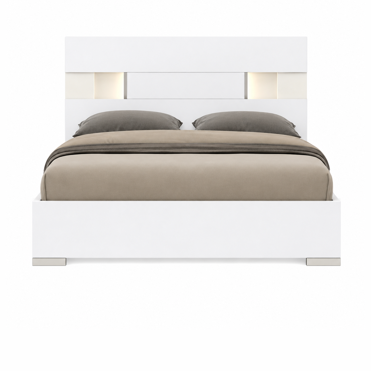 Yulie Glossy White Queen Bed