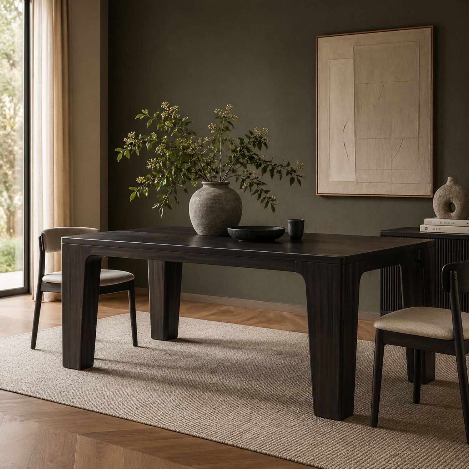 Zamba Rectangular Acacia Wood Dining Table – Jaguar Finish