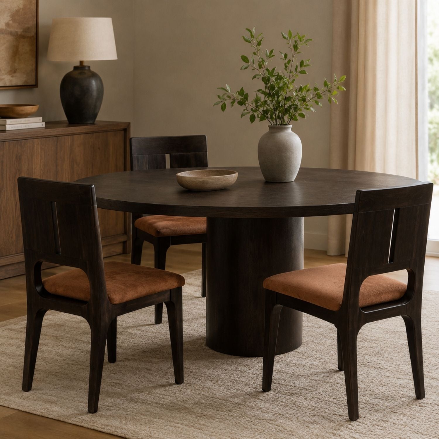Zamba Upholstered Dining Chair – Limestone & Nomad