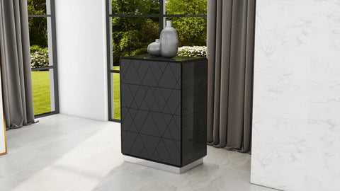 Zara 4 Drawer Glossy Black Bedroom Chest