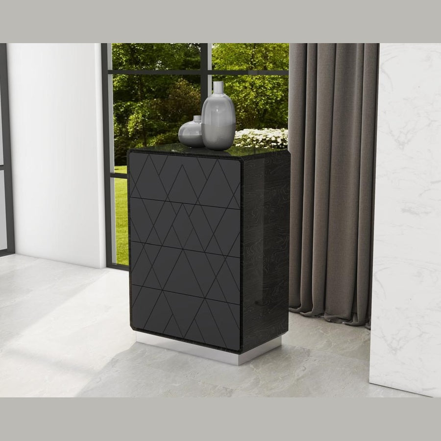 Zara 4 Drawer Glossy Black Bedroom Chest