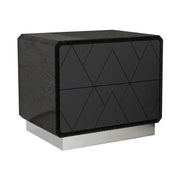 Zara Two Drawer Glossy Black Night Stand
