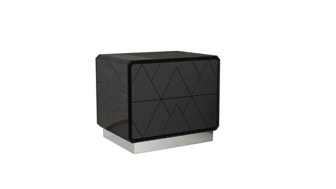 Zara Two Drawer Glossy Black Night Stand