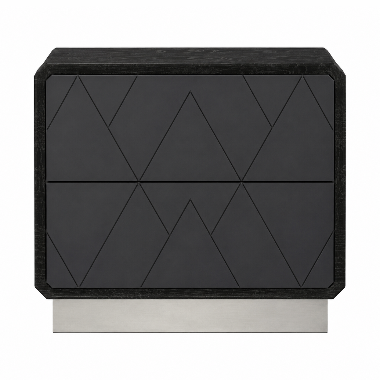 Zara Two Drawer Glossy Black Night Stand