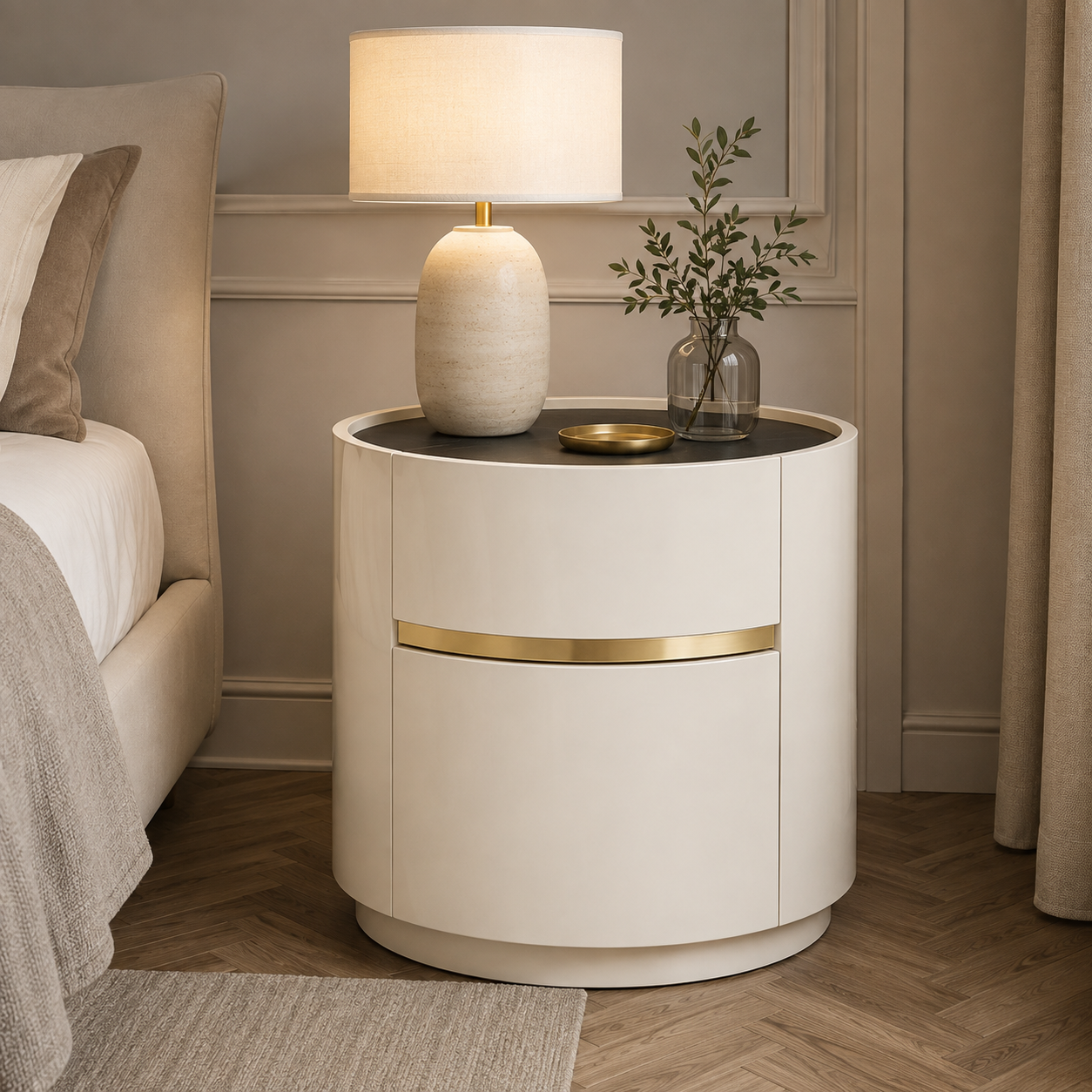 Zelie Glossy 2 Drawer Nightstands