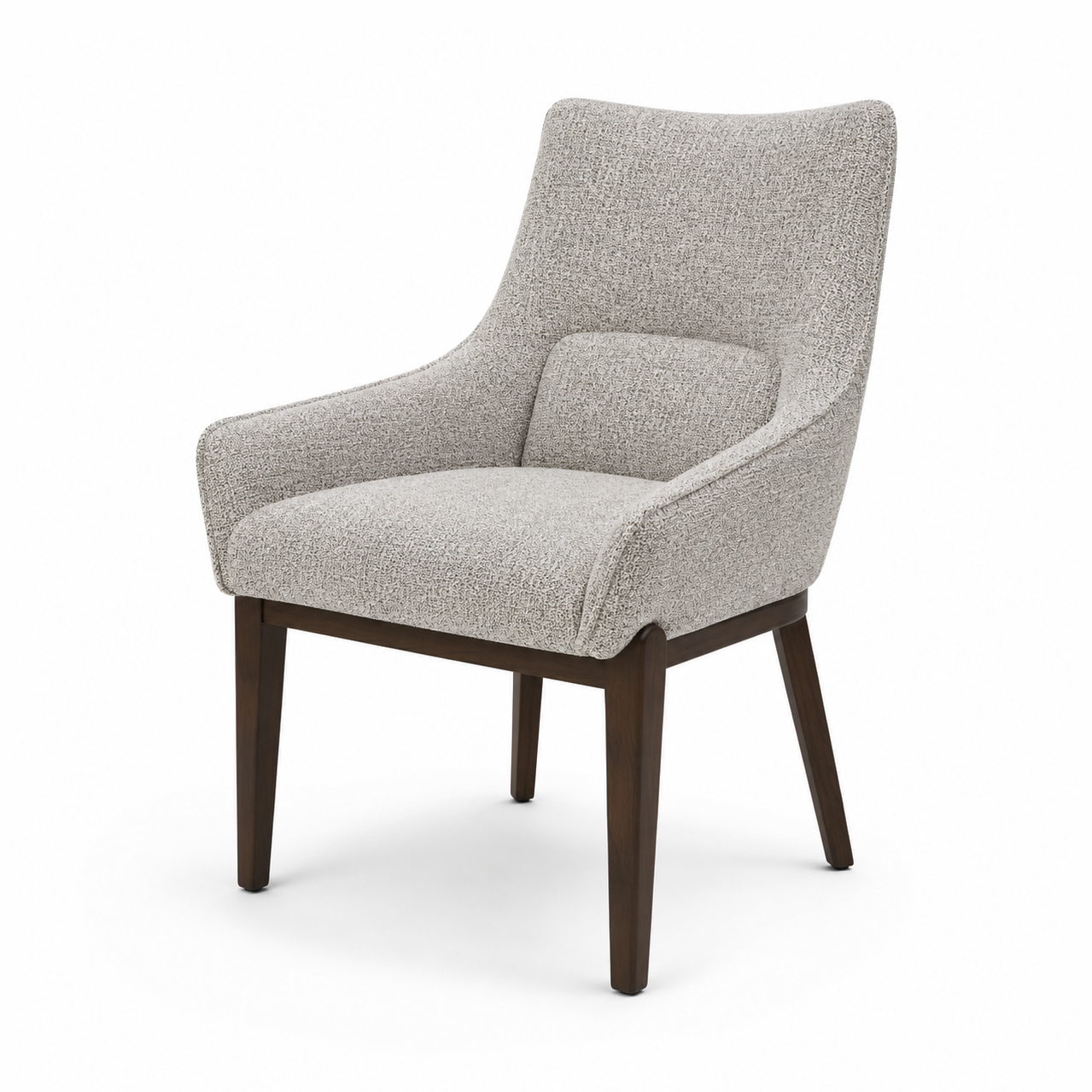 Zoa Upholstered Beige Dining Chair with Walnut Rubber Wood Legs