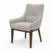 Zoa Upholstered Beige Dining Chair with Walnut Rubber Wood Legs