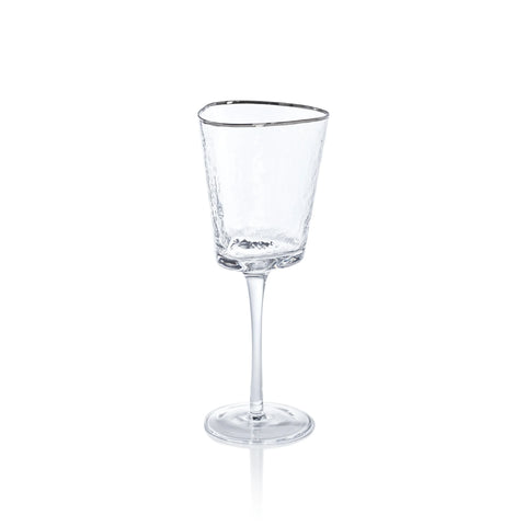 Aperitivo Triangular Double Old Fashioned Glass - Clear with Platinum Rim