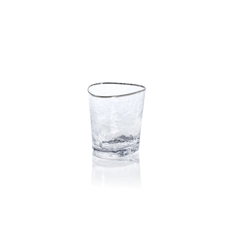 Aperitivo Triangular Double Old Fashioned Glass - Clear with Platinum Rim