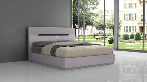 Zoya Glossy Hydraulic Lift Up Storage Bed - Light Grey