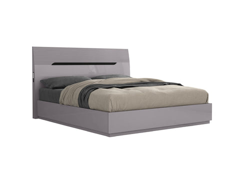 Zoya Glossy Hydraulic Lift Up Storage Bed - Light Grey