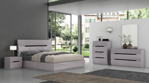 Zoya Glossy Hydraulic Lift Up Storage Bed - Light Grey