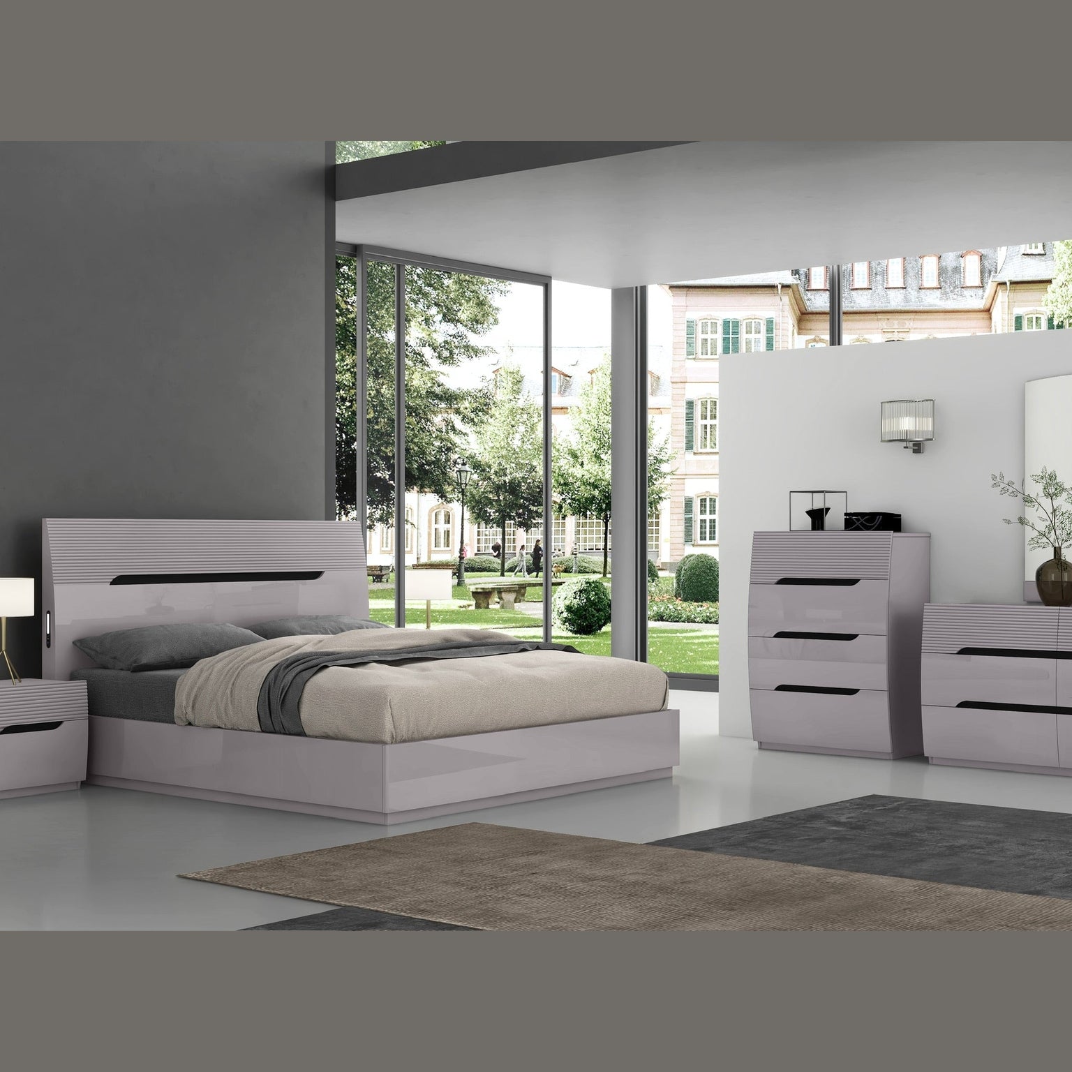 Zoya Glossy 4 Drawer Chest - Light Grey