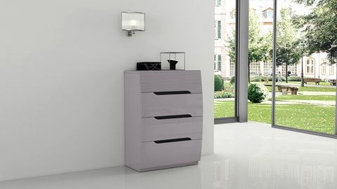 Zoya Glossy 4 Drawer Chest - Light Grey