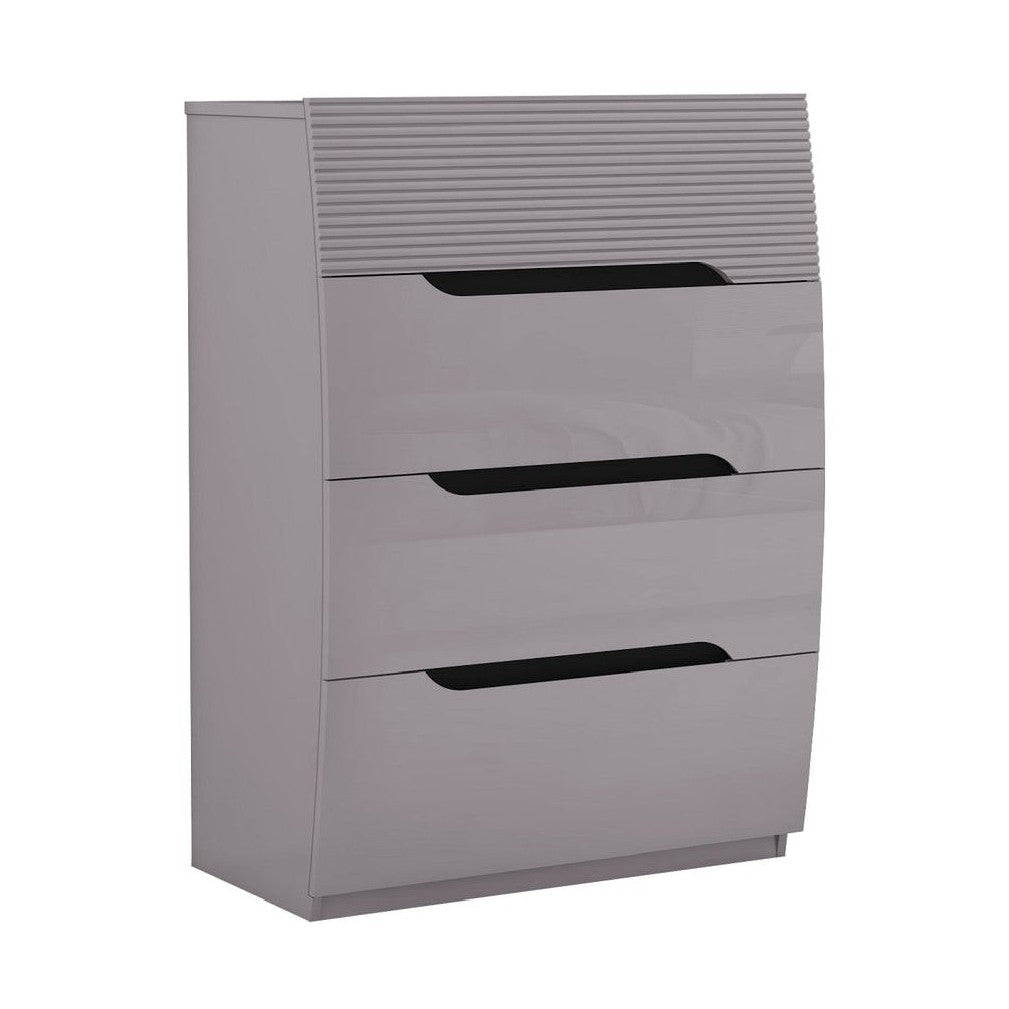 Zoya Glossy 4 Drawer Chest - Light Grey