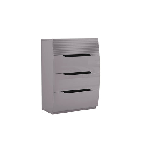 Zoya Glossy 4 Drawer Chest - Light Grey