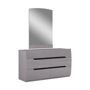 Zoya Glossy 6 Drawer Dresser - Light Grey