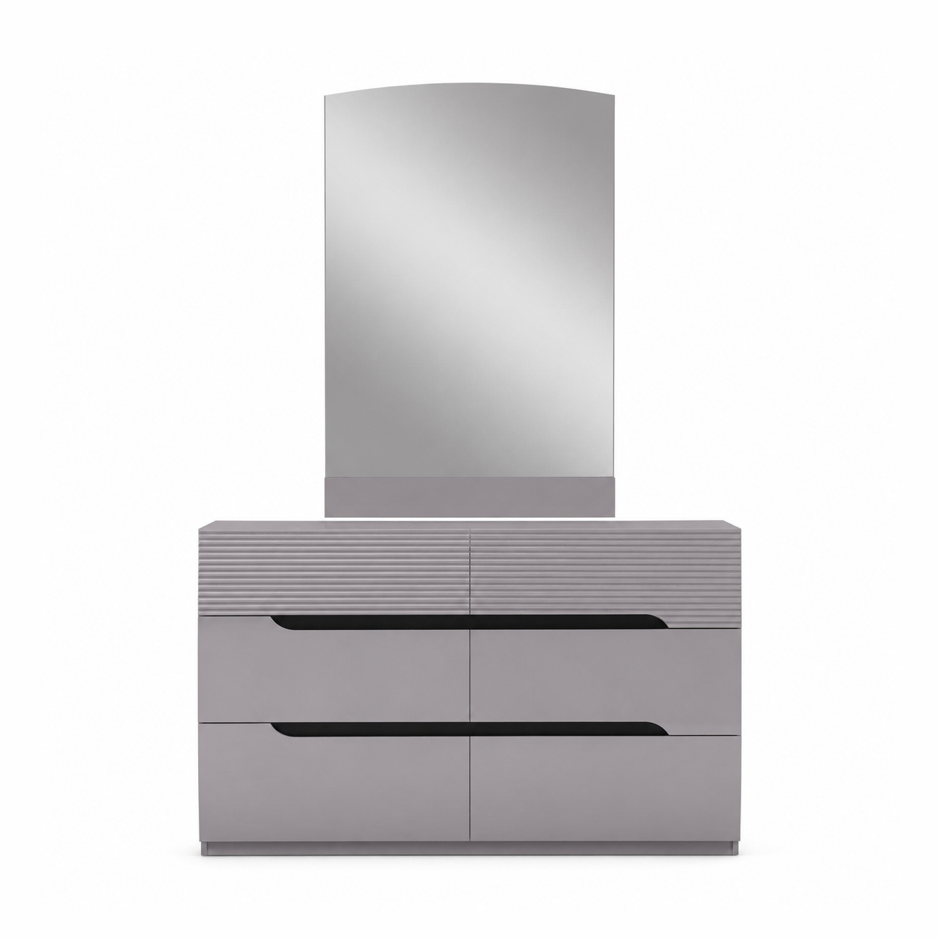 Zoya Glossy 6 Drawer Dresser - Light Grey