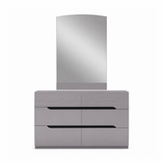 Zoya Glossy 6 Drawer Dresser - Light Grey