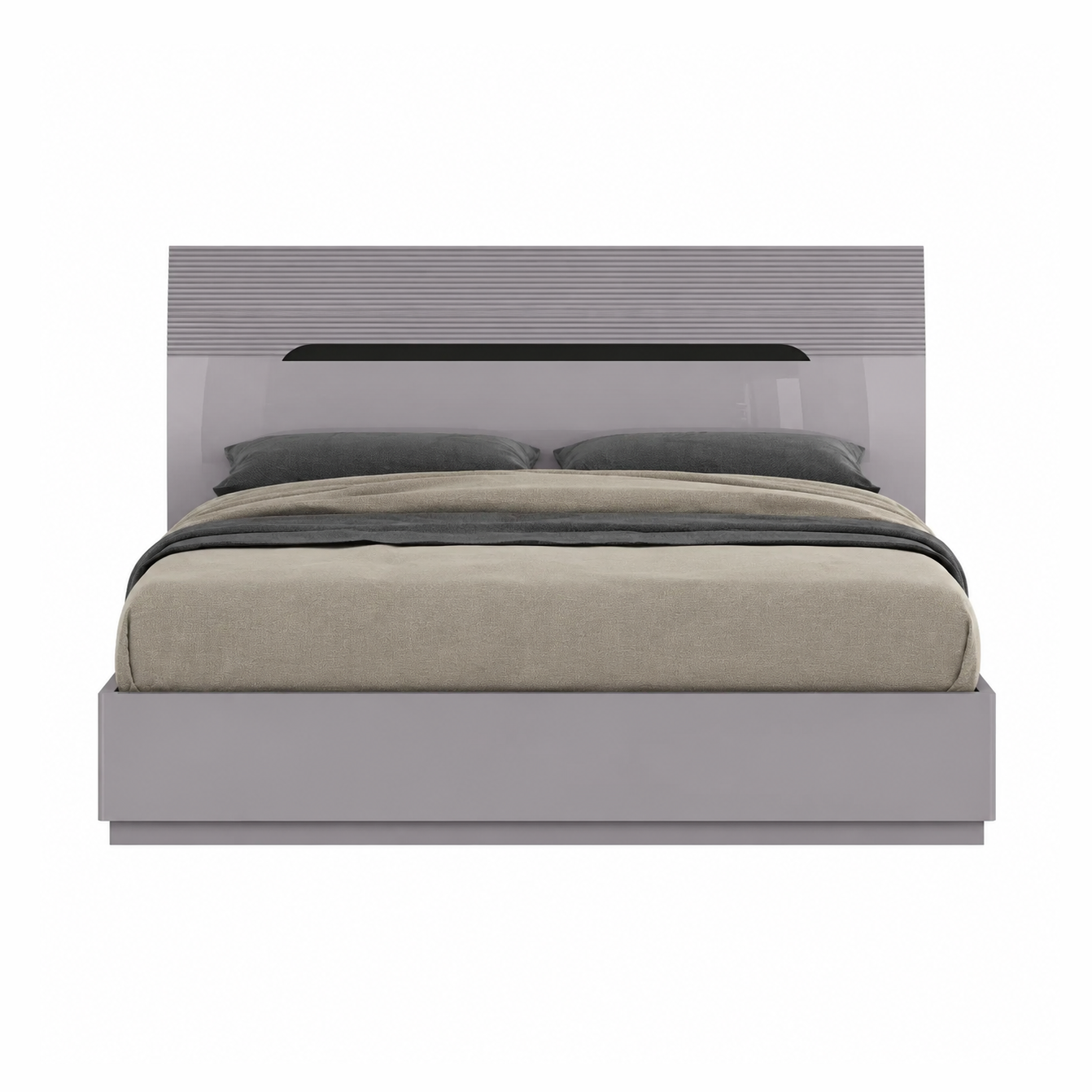 Zoya Glossy Hydraulic Lift Up Storage Bed - Light Grey