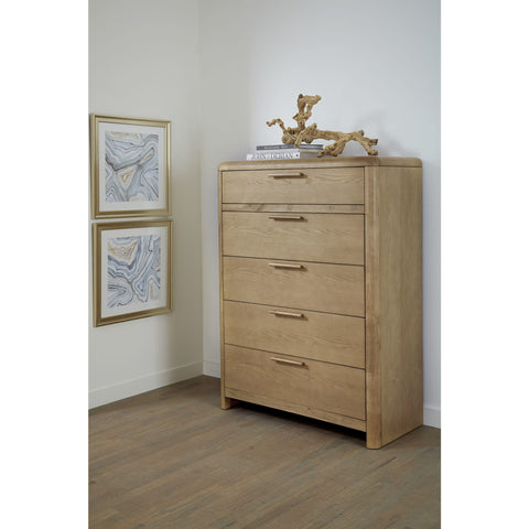 Furano Five Drawer Ash Wood Chest in Ginger