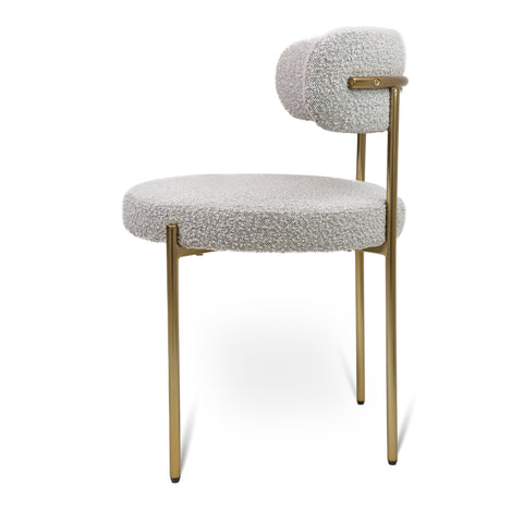 Ronda Boucle Fabric Dining Chair Brushed Brass