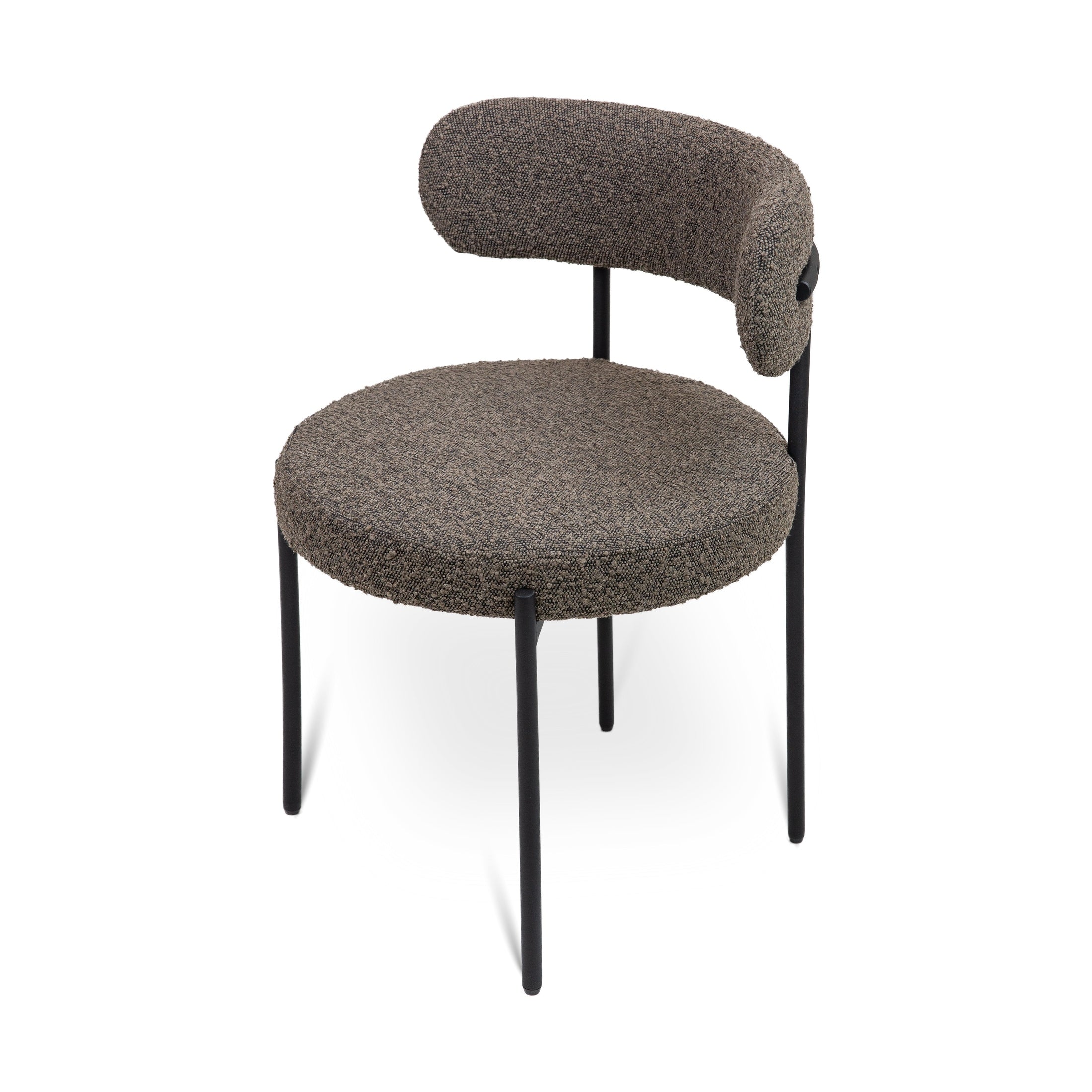 Ronda Dining Chair Boucle Fabric - Dark Brown