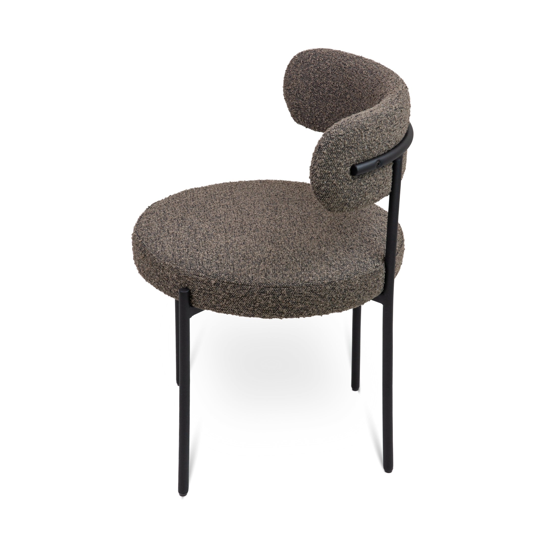 Ronda Dining Chair Boucle Fabric - Dark Brown