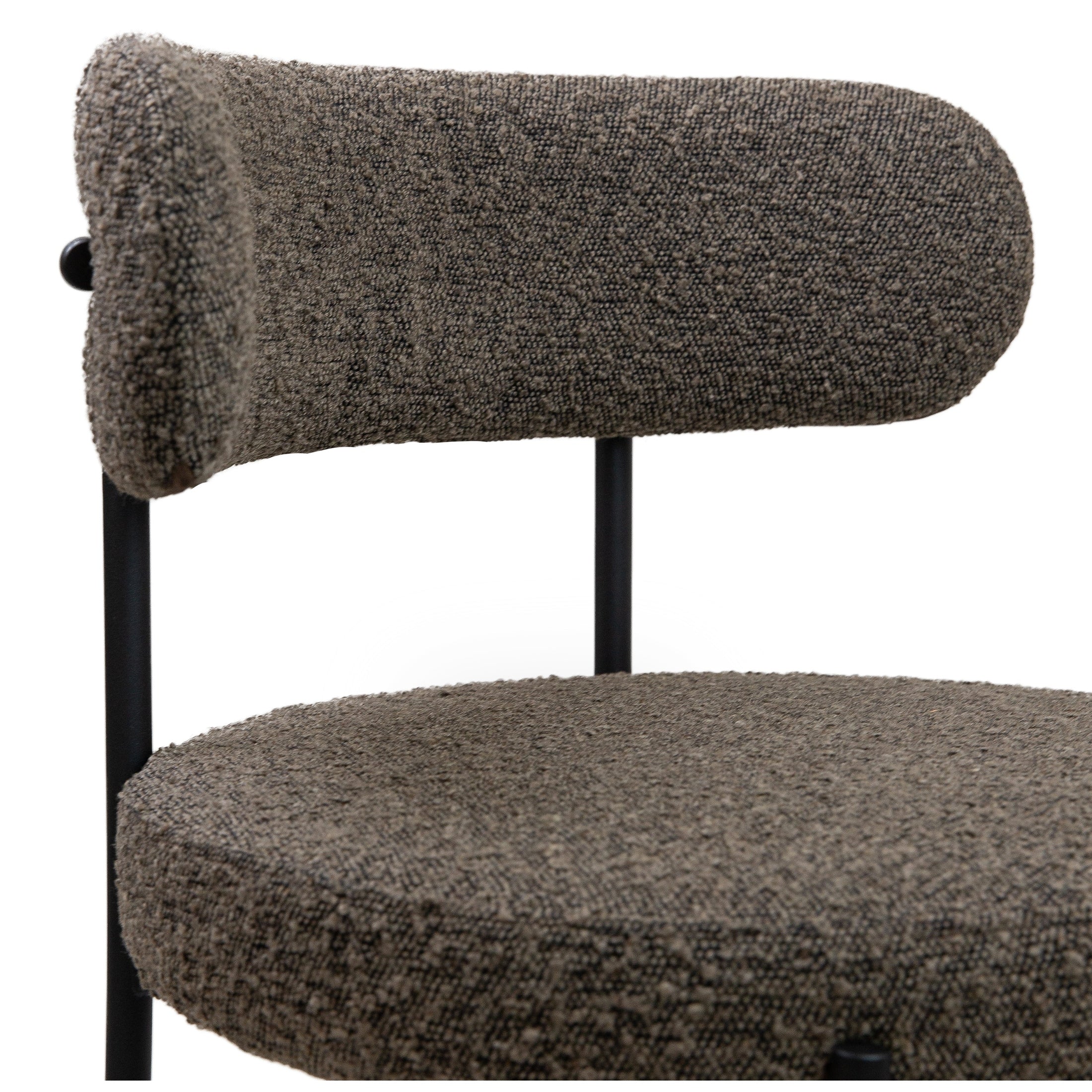 Ronda Dining Chair Boucle Fabric - Dark Brown