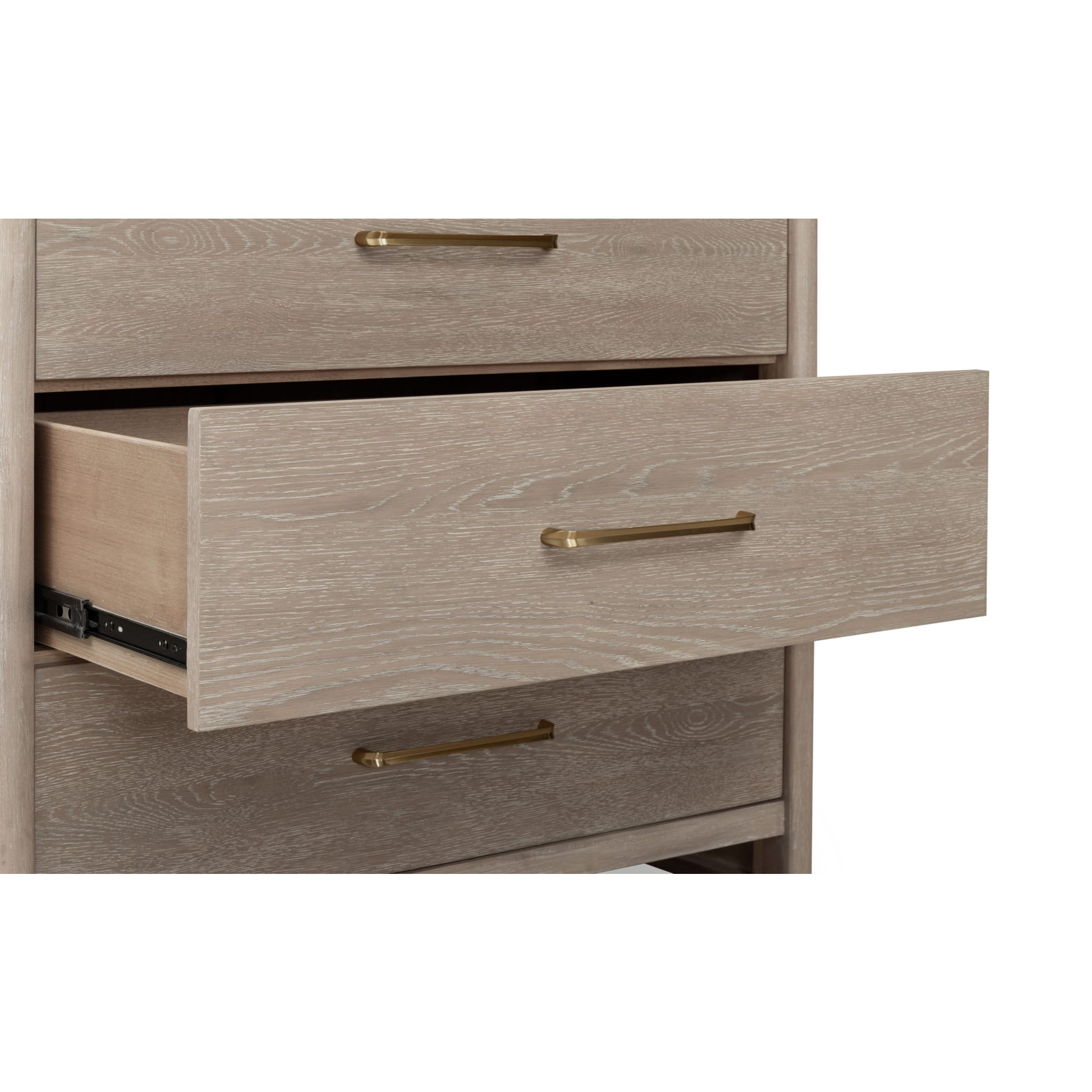 Gardenia Five Drawer Oak Wood Chest in Chai