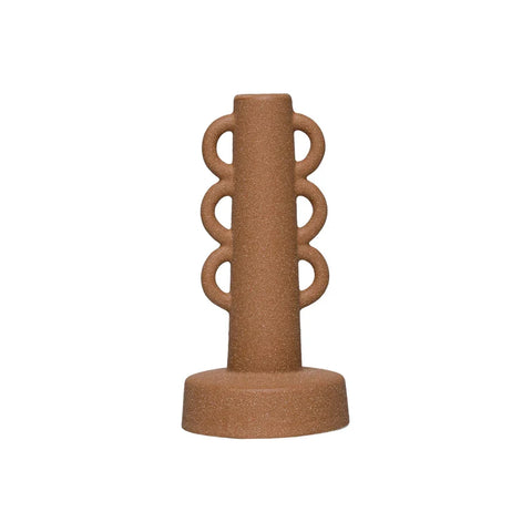 Stoneware Taper Holder w/ Handles, Sand Finish