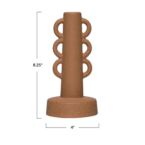 Stoneware Taper Holder w/ Handles, Sand Finish