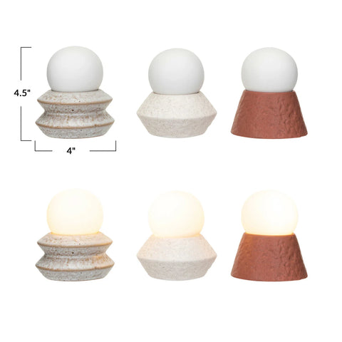 Stoneware LED Orb Light Set w/ Stand