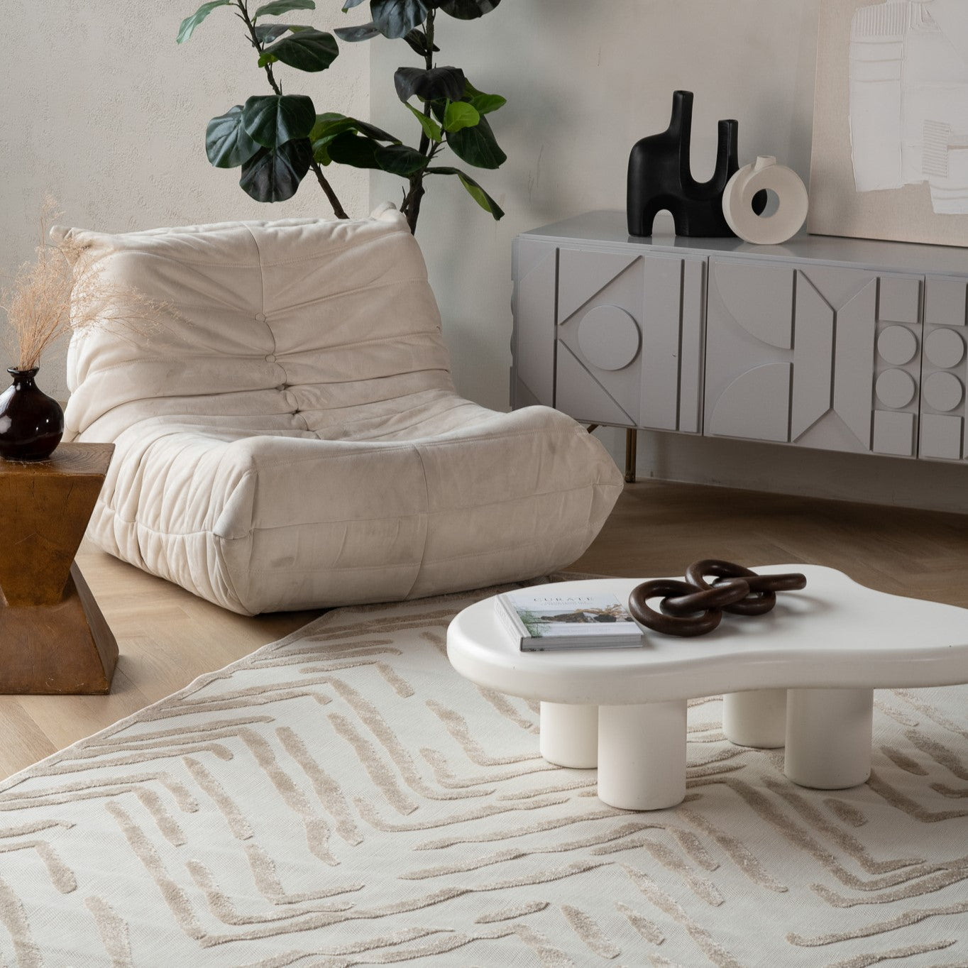 Aspen Beige Chevron Modern Rug