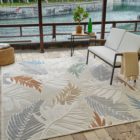 Aspen Cream Tropical Leaf Rug