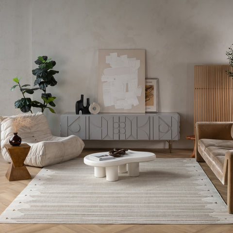 Aurora Beige Tribal Stripe Rug – 5 x 7'