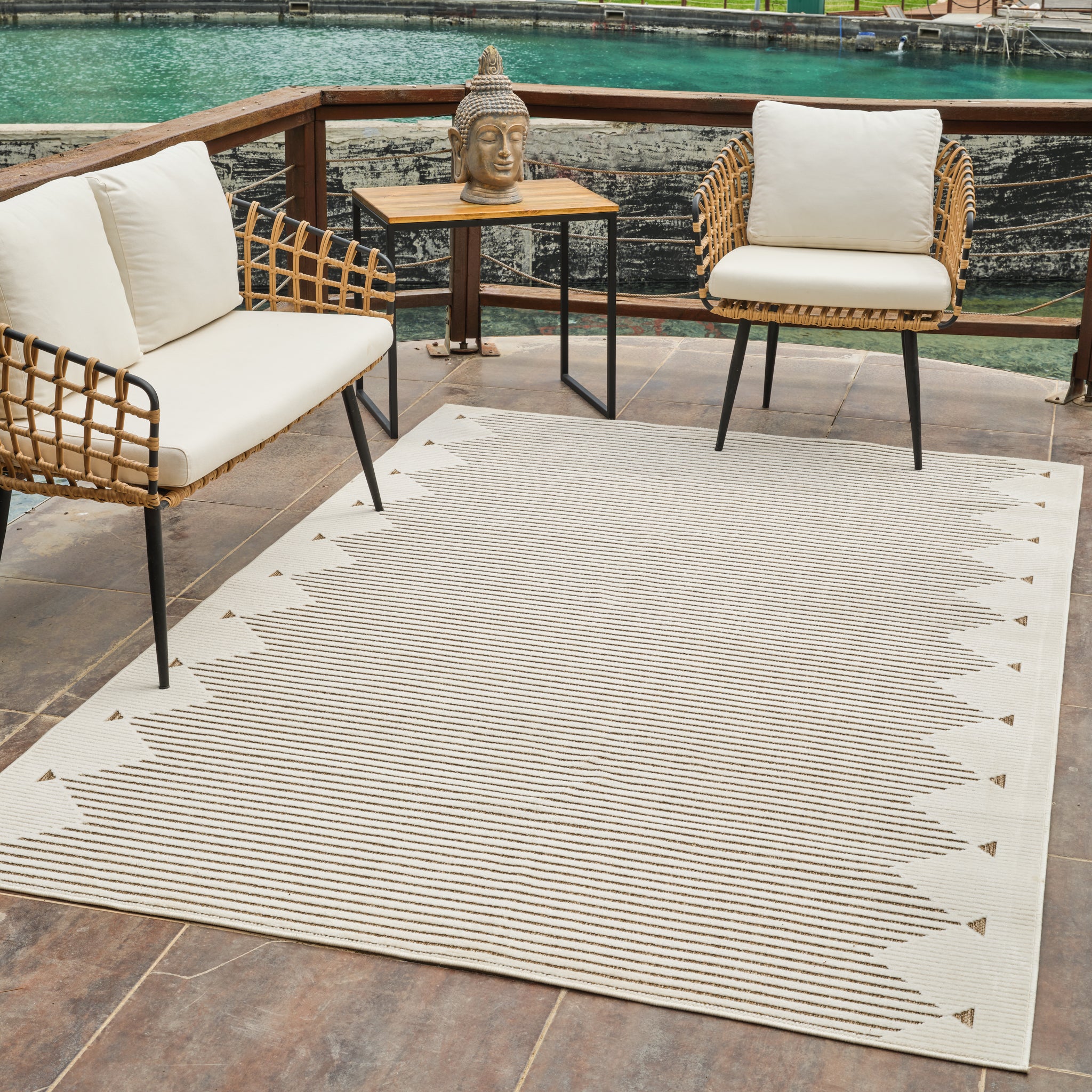 Aurora Beige Tribal Stripe Rug – 5 x 7'