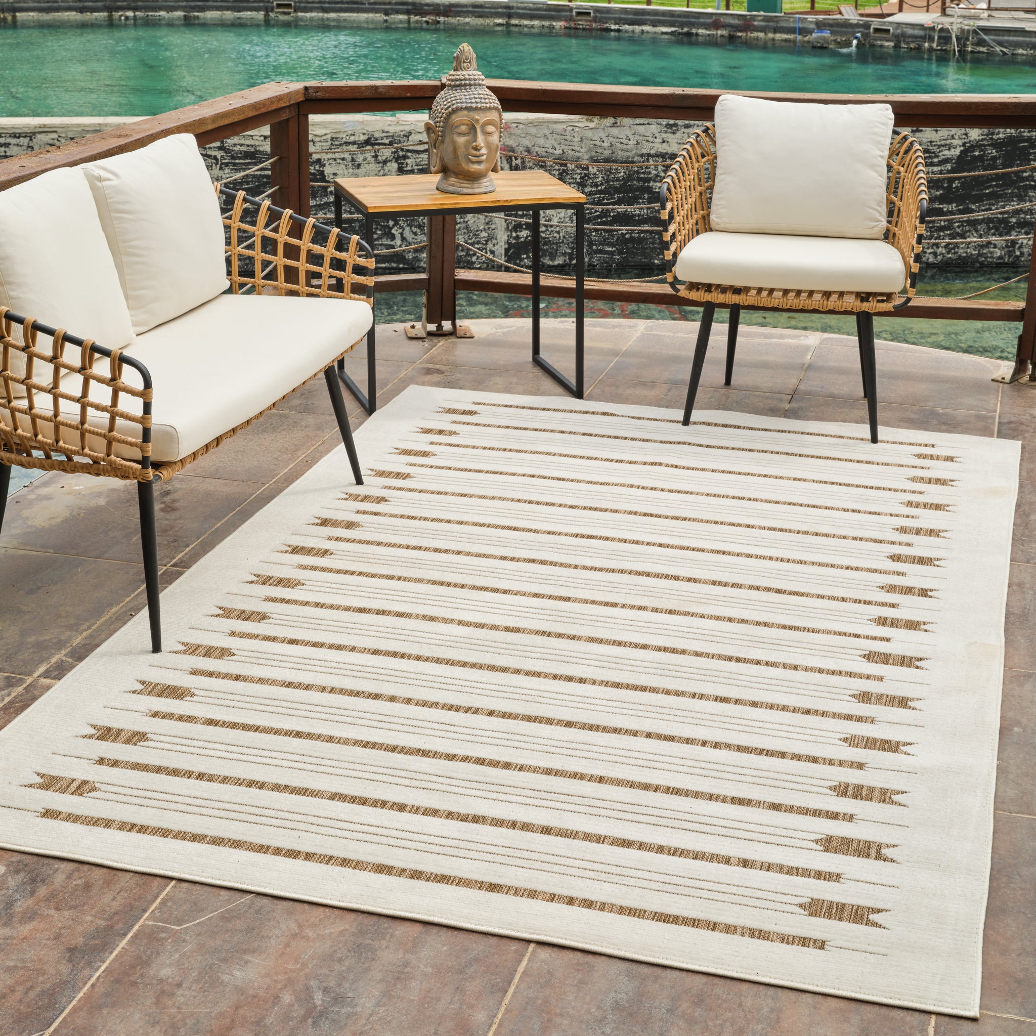 Aurora Beige Modern Rug – Arrow Stripe Design