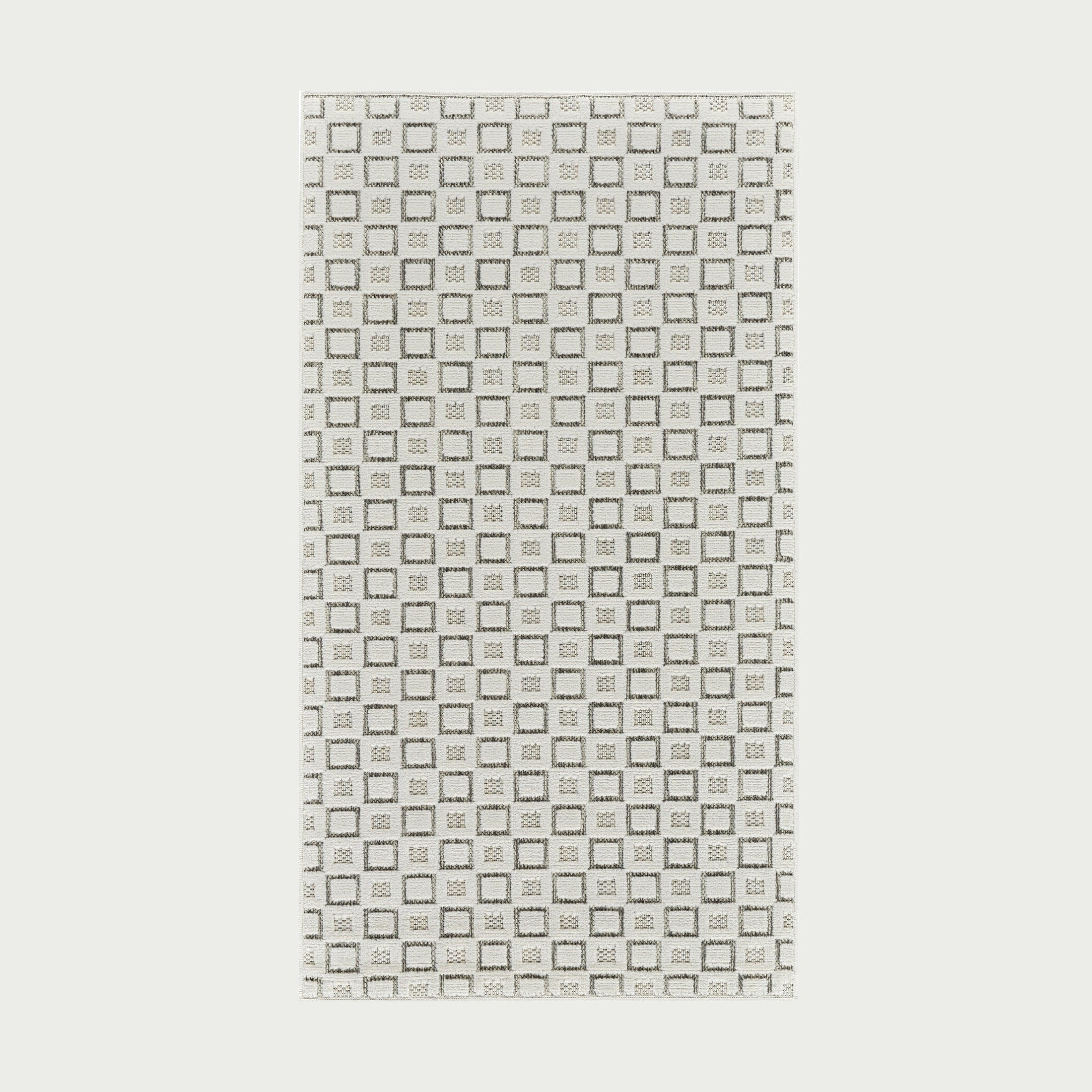 Aurora Cream Modern Rug – Textured Grid Pattern