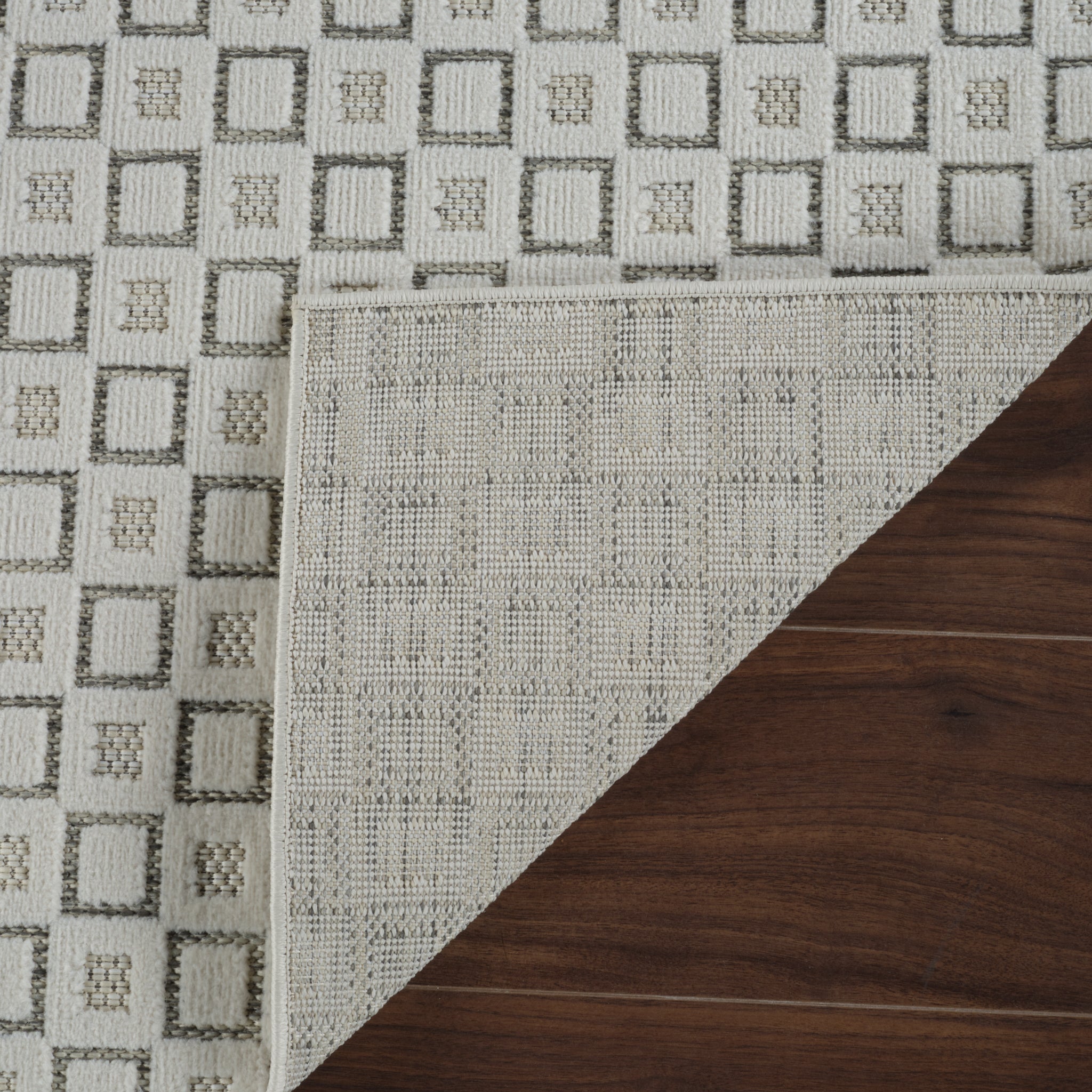 Aurora Cream Modern Rug – Textured Grid Pattern