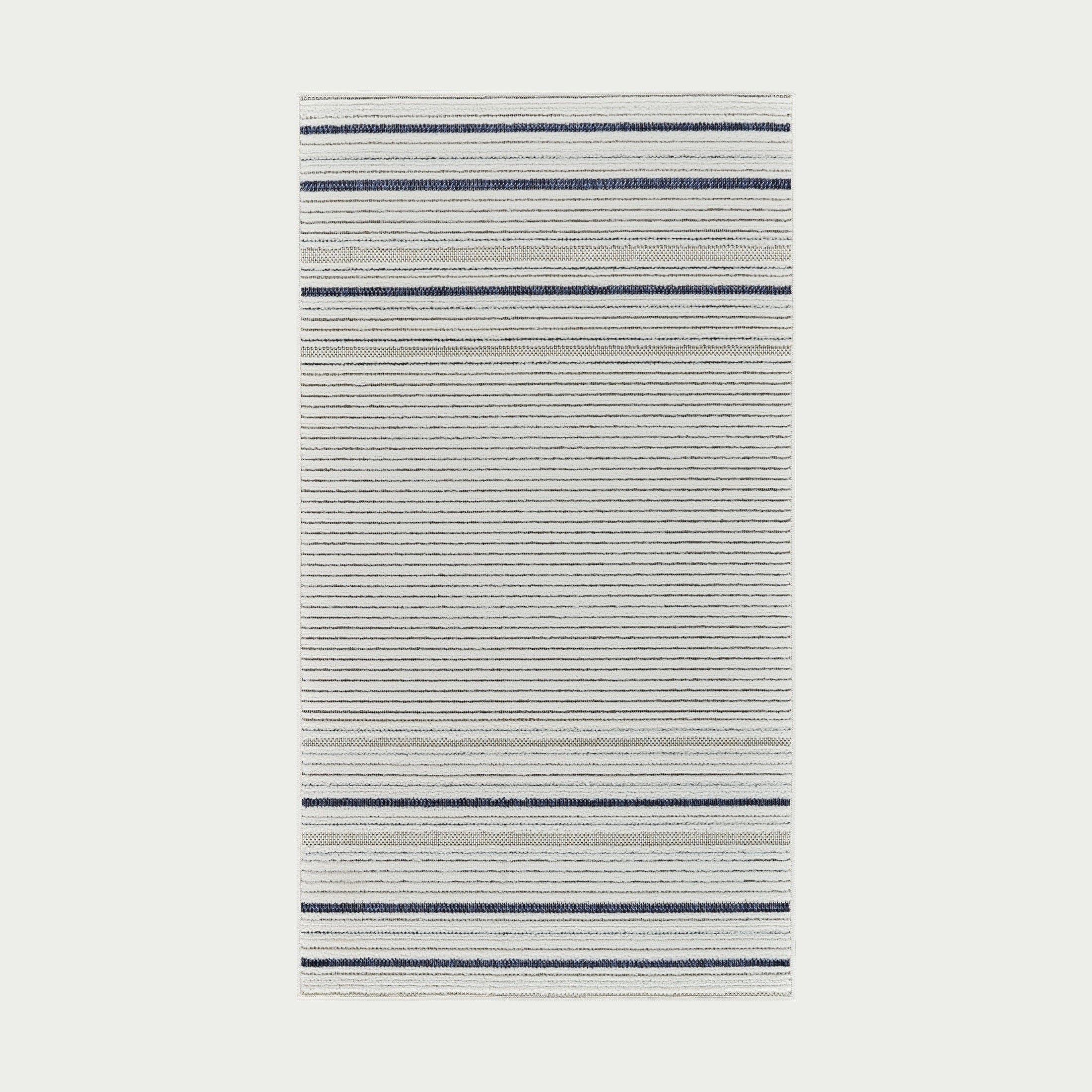 Aurora Cream Modern Rug – Navy Accent Stripe Design