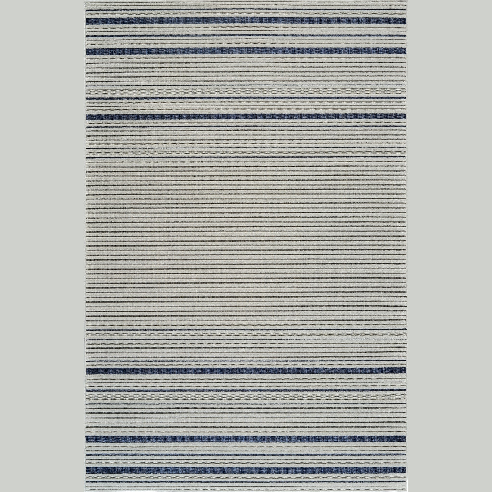 Aurora Cream Modern Rug – Navy Accent Stripe Design