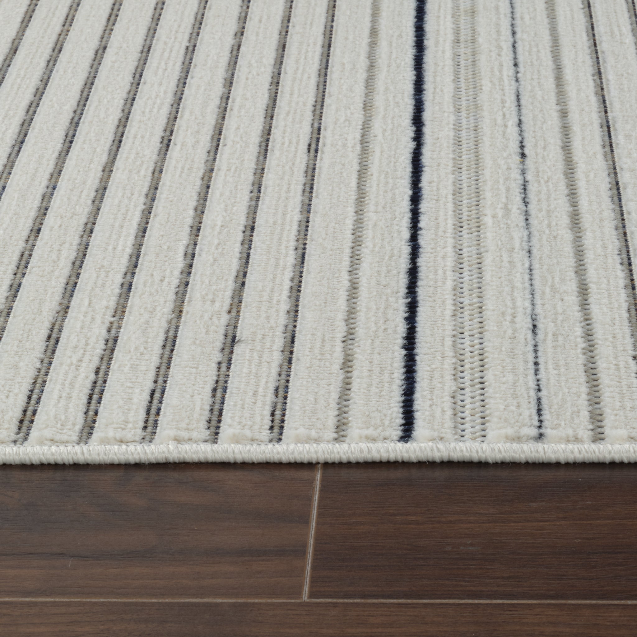 Aurora Cream Modern Rug – Navy Accent Stripe Design