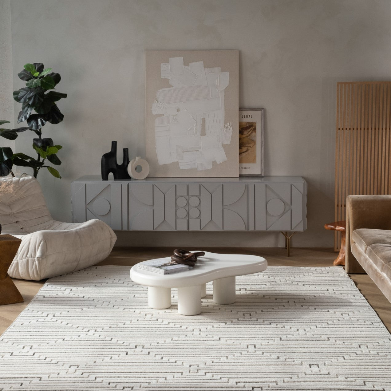 Aurora Cream Modern Rug – Stepped Geometric Pattern