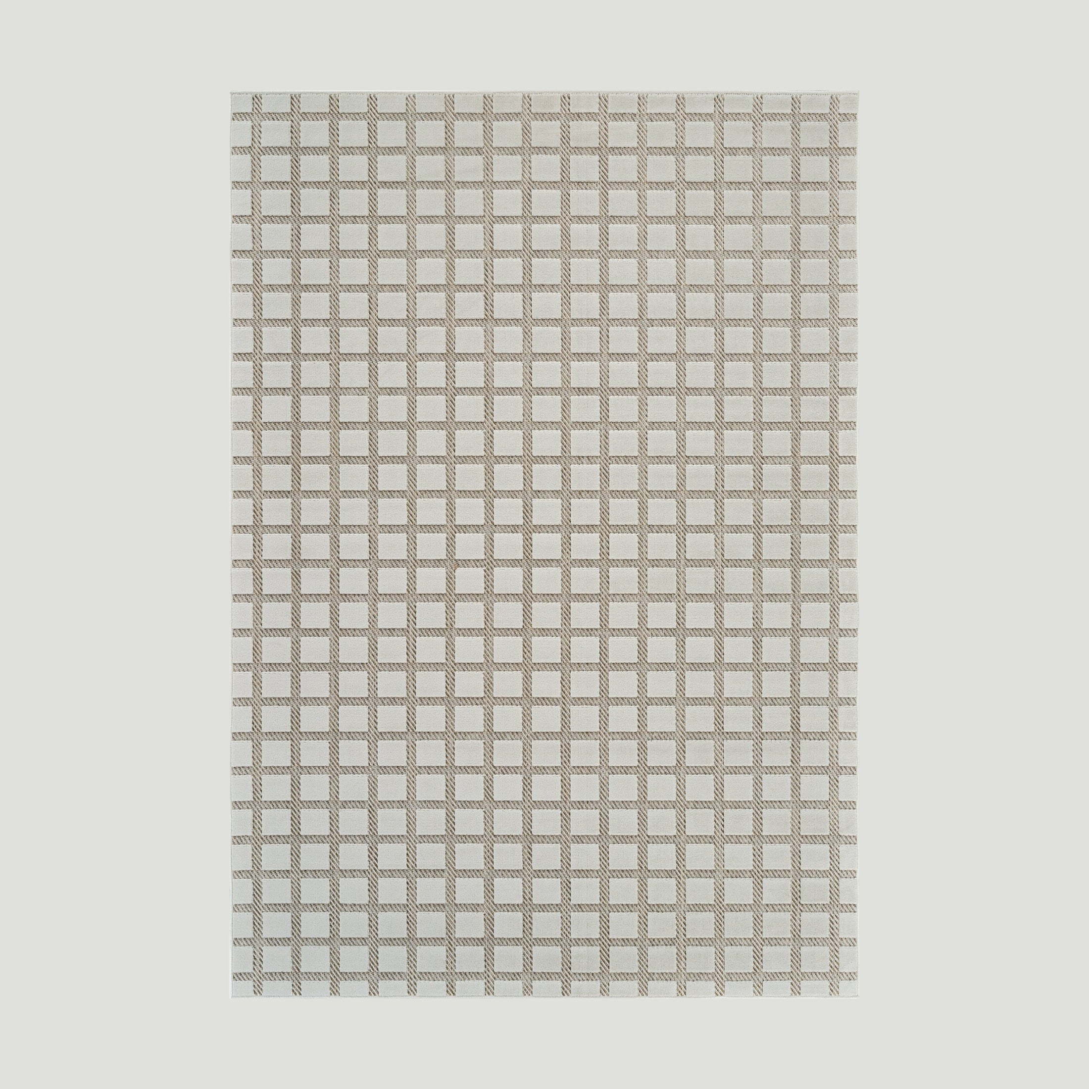Aurora Beige Modern Rug – Geometric Grid Design