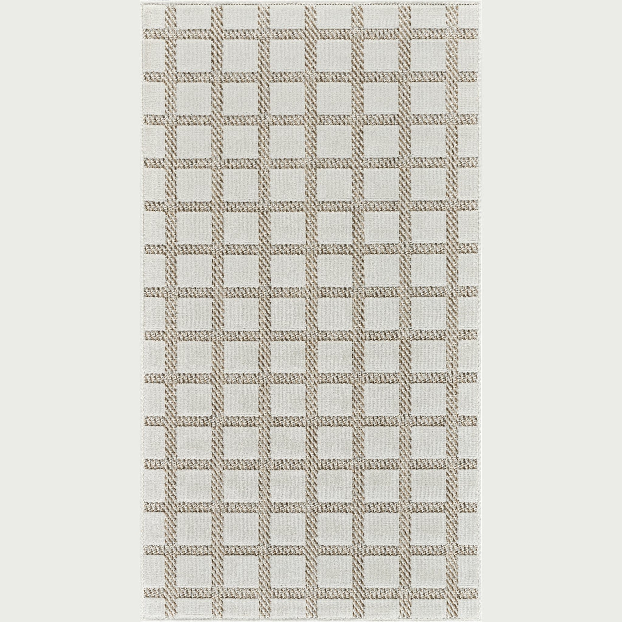 Aurora Beige Modern Rug – Geometric Grid Design
