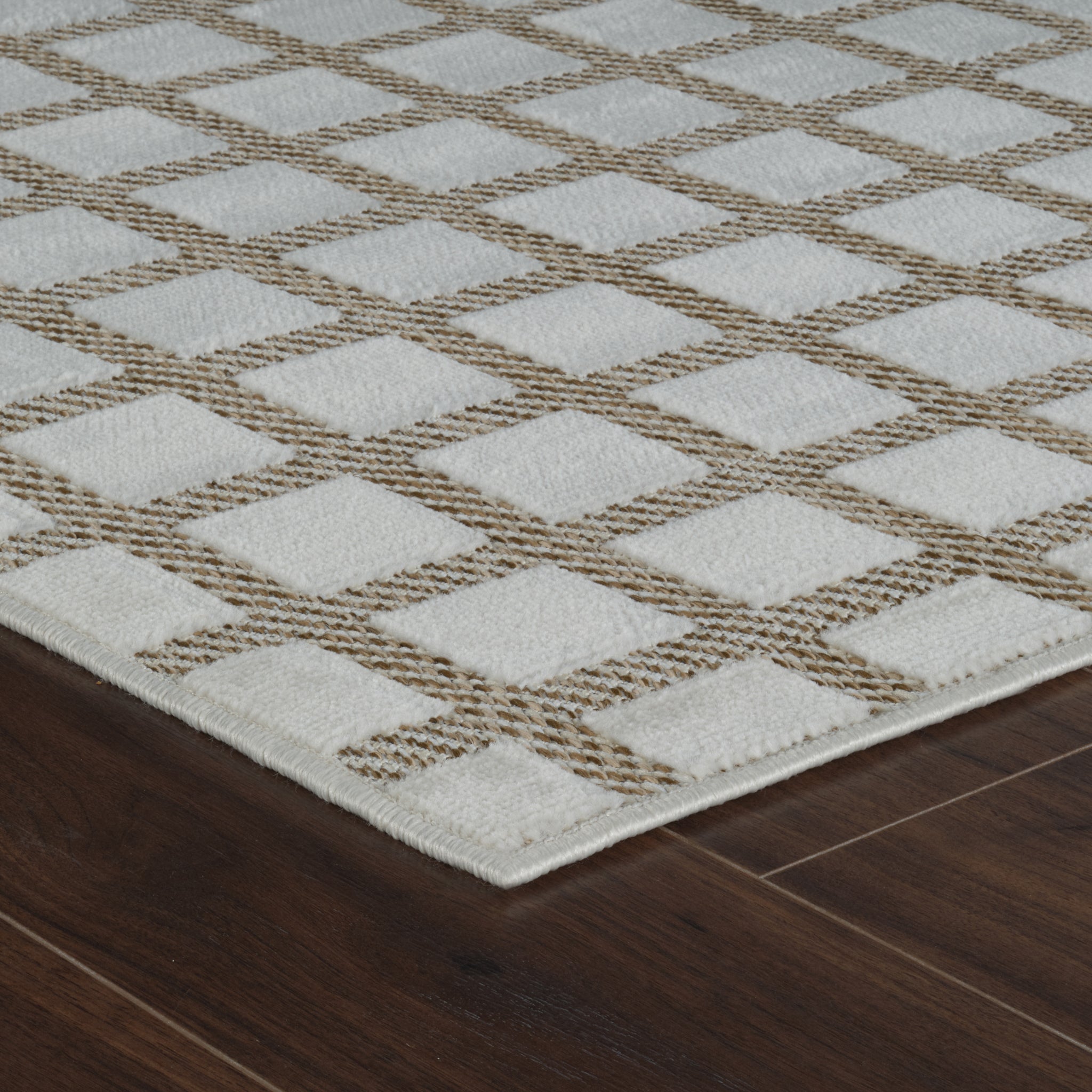 Aurora Beige Modern Rug – Geometric Grid Design